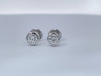 Bezel Round Diamond Natural Studs .50CTW 14K White Gold