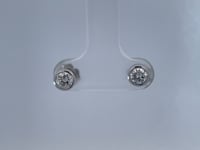 Bezel Round Diamond Natural Studs .50CTW 14K White Gold