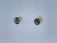Oval Natural Green Tourmaline Studs 1.50CTW 14K Yellow Gold