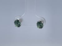 Oval Natural Green Tourmaline Studs 1.50CTW 14K White Gold