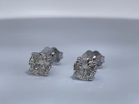 Round Diamond 1.50CTW Natural Hidden Halo Studs 14K White Gold