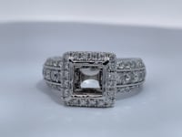 Diamond Halo Engagement Natural Princess Cut Setting 14K White Gold