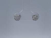 Cluster Natural Round Diamond Stud Earrings .50CTW 18K White Gold