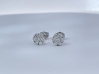 Cluster Natural Round Diamond Stud Earrings .50CTW 18K White Gold
