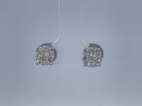 Cluster Diamond Stud Natural Earrings 14K White Gold .40CTW