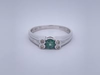 Lab Grown Round Alexandrite Diamond Semi Bezel Ring 14K White Gold