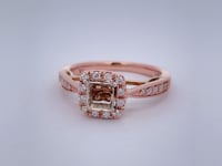 Diamond Halo Setting 14K Rose Yellow Gold Ring
