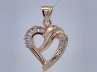 Diamond Cursive Heart Pendant 14K Yellow Gold .58CTW