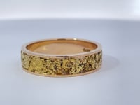 Gold Nugget Inlay 6MM Band 14K Yellow Gold