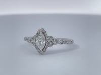 Marquise Diamond Nature Halo Engagement Ring 14K White Gold .70CTW