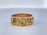 Gold Nugget Inlay 7.6MM Band 14K Yellow Gold