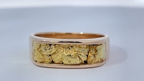 Natural Gold Nugget Band 7.5MM 14K Yellow Gold Rustic