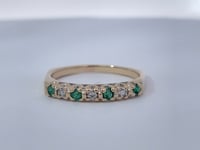 Emerald Diamond Retro Band 14K Yellow Gold 0.28CTW