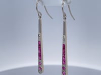 Vintage Ruby Diamond Drop Earrings Platinum 18K Yellow Gold