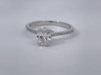 Oval Diamond Nature Engagement Ring .84CT 18K White Gold
