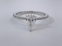 Pear Diamond Engagement Ring .96CT 14K White Gold