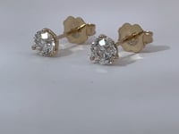 Old European Cut Diamond Stud Earrings 0.91CTW 14K Yellow Gold