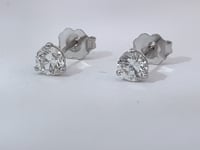 Round Diamond Stud Earrings 0.80CTW 14K White Gold