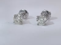 Round Diamond Stud Earrings 1.10CTW 14K White Gold Classic Style