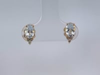 Aquamarine Diamond Stud Earrings 0.81CTW 10K Yellow Gold