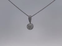 Old Mine Cut Diamond Pendant 0.74CT Bezel Set 14K White Gold