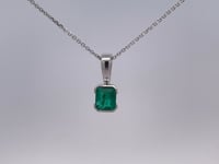 Emerald Semi Bezel Pendant 0.75CT 14K White Gold