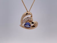 Tanzanite Diamond Heart Slide Pendant 0.75CT 14K Yellow Gold