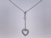 Diamond Drop Heart Pendant 0.20CT 14K White Gold