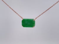 Jade Tablet Floating Necklace 14K Rose Gold