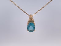 London Blue Topaz Pendant 2.20CT 14K Yellow Gold