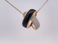 Onyx Diamond Intertwined Pendant .21CTW 18K Yellow Gold