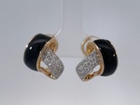 Onyx &amp; Diamond Earrings 18K Yellow Gold .29CTW