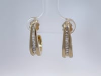 Baguette Diamond Half Hoop Earrings 0.62CTW 14K Yellow Gold