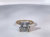 Lab Grown Cushion Diamond Solitaire Ring 5.29CT 14K Yellow Gold