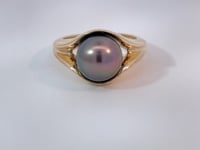 Tahitian Pearl 10MM Split Shank Ring 14K Yellow Gold