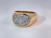 Diamond Cluster Mens Band 14K Yellow Gold 1.35CTW