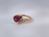 Mozambique Garnet Diamond Ring 1.60CT 10K Yellow Gold