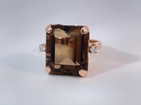 Madeira Citrine Three Stone Ring 14.82CT 14K Rose Gold