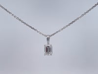 Emerald Cut Diamond Solitaire Pendant 0.53CT 14K White Gold