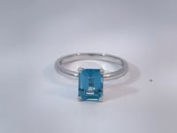 Emerald Cut Aquamarine Ring 1.77CT 14K White Gold
