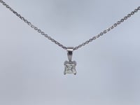 Princess Cut Diamond Solitaire Pendant 14K White Gold .33CT