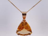 Citrine Trillion Cut Pendant 24CT 14K Yellow Gold