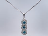 Blue Diamond Halo Pendant 0.46CTW 14K White Gold