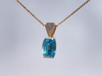 Swiss Blue Topaz Pendant 2.50CT 14K Two Tone