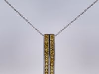 Yellow Sapphire Double Row Bar Pendant 3.12CTW 14K White Gold