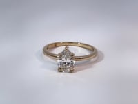 Diamond Pear Cut Solitaire Ring 14K Yellow Gold 1.01CT GIA