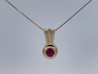 Ruby Retro Slider Pendant .41CT 14K Yellow Gold