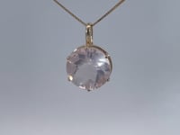 Morganite Checkered Cut Pendant 5.67CT 14K Yellow Gold