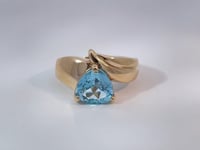 Sky Blue Topaz Bypass Ring 14K Yellow Gold 3.45CT