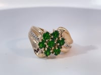 Tsavorite Diamond Cluster Ring 14K Yellow Gold 1.46CTW